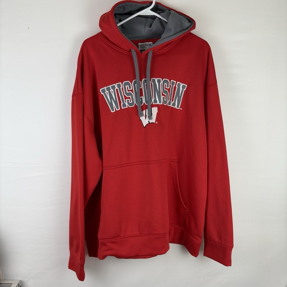Wisconsin Badgers Hoodie Sweatshirt Mens 2XL Red Knights Apparel NCAA